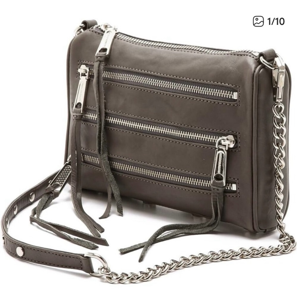 Rebecca Minkoff Moto 3 Zip Leather Crossbody Bag in Taupe